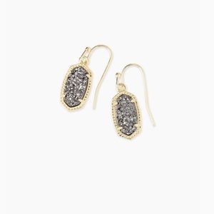 Kendra Scott Lee Gold Drop Earrings in Platinum Drusy